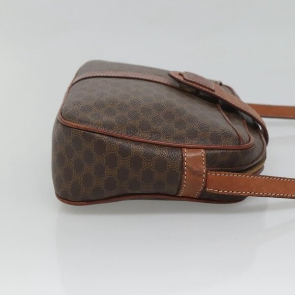 CELINE Macadam Canvas Shoulder Bag PVC Leather Brown Gold Auth BA2501 - Picture 5 of 16